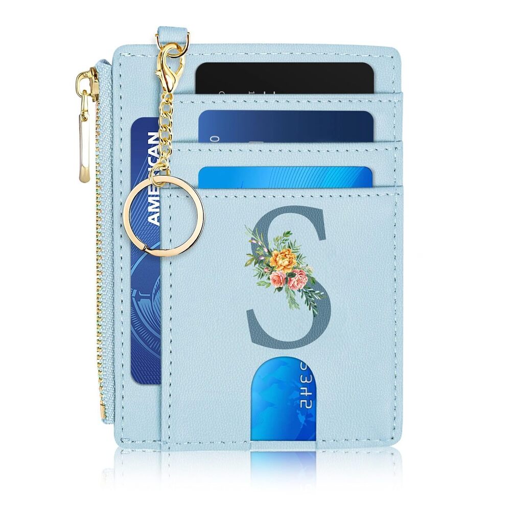 3786 Gifts for Girls ,Initial Slim RFID Blocking Card Holder Front Pocket